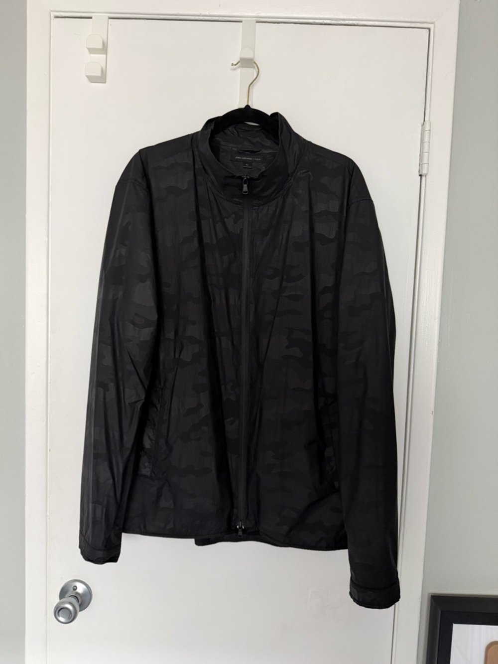 John Varvatos Black Camouflage Windbreaker Jacket - Picture 2 of 4